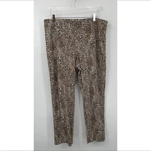Chico's So Slimming Juliet leopard print pants knit stretch brown black 3 16 XL - Picture 1 of 4