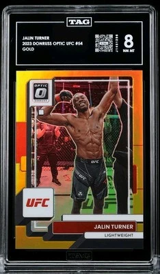 JALIN TURNER 2023 DONRUSS OPTIC UFC #54 GOLD 10/10 BOOKEND TAG 8!  - Image 1 of 2