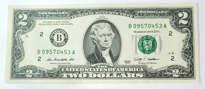 ** RARE  2009 Series Two Dollar Bills Geithner** B Block New York Uncirculated - Image 1 of 4