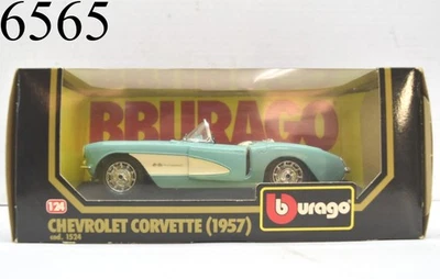 Chevrolet Corvette 1957 Burago metal fundido a presión con piezas de plástico nuevo en caja 1/24 Foto 1 de 4