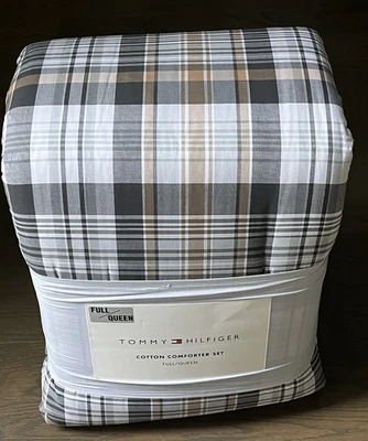 Tommy Hilfiger Regatta Black, Gray, Tan Plaid Cotton Full/Queen Comforter Set - Image 1 of 4