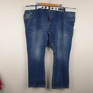 Pantalones de mezclilla CROSSHATCH Hornet para hombre W54 L33 pierna recta oscuro lavado con cinturón - Imagen 1 de 18
