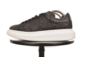 Alexander McQueen Zapatillas De Gran Tamaño Negro Brillo Zapatos 553771 Talla 39 - Imagen 1 de 12