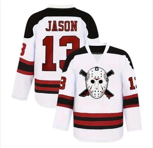 Friday The 13th Jason Voorhees Mask Hockey Jersey Movie Horror White Size Large - Picture 1 of 9