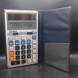CASIO NS-3 Electronic Calculator 12 Digit Hyper Solar Cell - Tested Vintage Case - Picture 1 of 10