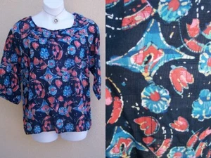 CJ Banks NUEVO Top Algodón Gasa Talla Grande 1x 16W 18W LTWT Estampado Batik Blusa Camisa - Imagen 1 de 12