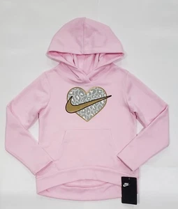 Nike Girls Fleece Hi Low Hoodie Pullover (Little Kids) in Pink Foam Size 6 - Picture 1 of 5
