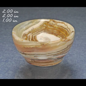 CARVED BANED ONYX CALCITE BOWL PAKISTAN MINERALS CRYSTALS GEMS-MIN - Picture 1 of 1