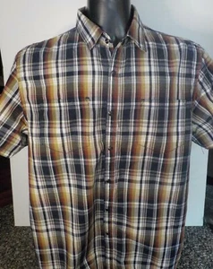 HOWE Blue-Multi-color Plaid Short Sleeve Blue Pearl Snap Front Shirt SZ XL - Picture 1 of 4