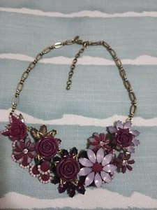 Joan Rivers Purple Flower Garden Necklace Repaired Refurbished Upcycled - Picture 1 of 15