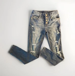 Girls Youth Distressed Medium Wash Denim Jeans Button Up Fly Pants -Size 10 -New - Picture 1 of 10
