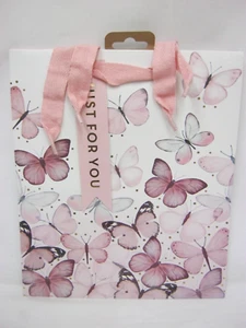Just For You Gift Bag Medium 21.5cm x 25cm Pink Butterflies Free P&P - Picture 1 of 2