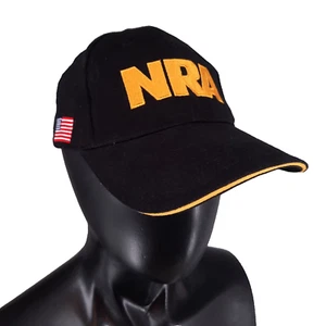 NRA National Rifle Association Black Hat Cap USA Flag Embroidered Strap back - Picture 1 of 8