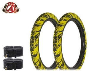 ALTA 20 X 2.35 SEMISLICK STREET PARK FIRE BALL GRAPHIC TIRES BMX BIKE YELLOW 4PC - Picture 1 of 1