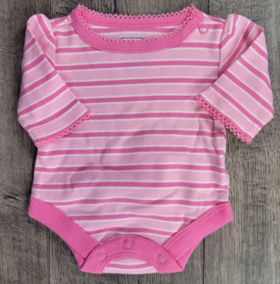 Baby Girl Nwot Baby Connection Preemie Pink Striped Bodysuit - Image 1 of 2