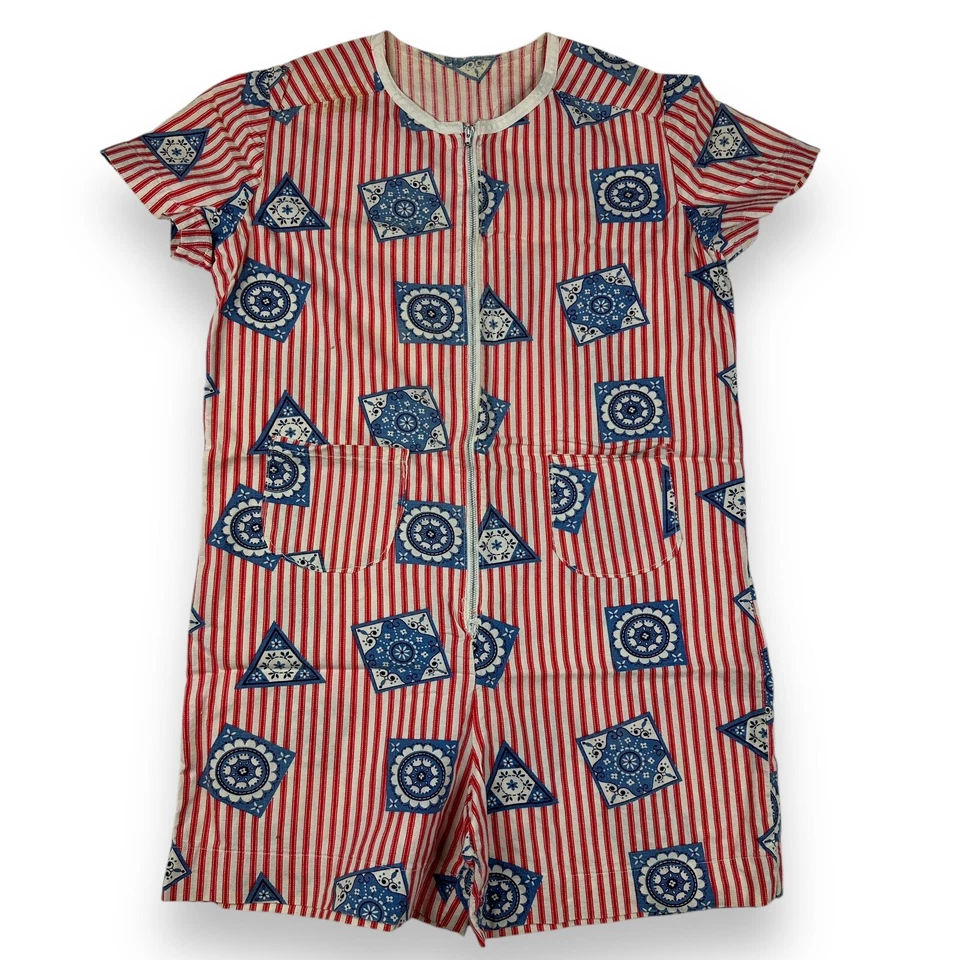 De colección Años 50 Floral Saco de Alimentación Mameluco Algodón Tictac Rayas Bandana Hecho a Mano Ditsy Foto 1 de 4