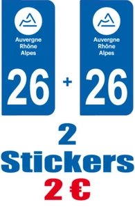 2-STICKERS-PLAQUE-AUTO-IMMATRICULATION-DEPARTEMENT-LOGO 26 - Picture 1 of 1