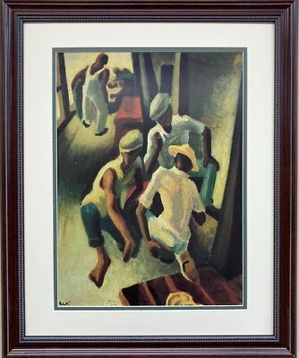 Thomas Hart Benton "The Crapshooters" ENMARCADO PERSONALIZADO Arte Regionalismo Moderno Foto 1 de 3