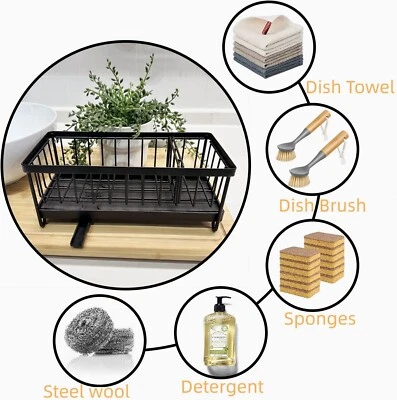 DMJWAN厨房水槽收纳盒304不锈钢海绵支架水槽收纳盒 — 第 1/4 张图片