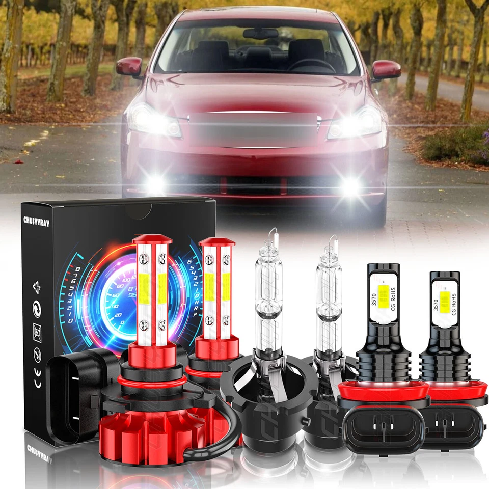 适用于英菲尼迪 M35 2006 - 2010 HID/LED 车头灯 Hi / Lo 光束 + 雾灯泡套件 — 第 1/4 张图片