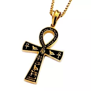 Mode Alt Ägyptisches Kreuz Halskette Edelstahl Gold Anhänger Schmuck - Bild 1 von 6