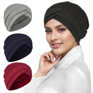 Mujeres Musulmanas Hijab Sombreros Gorro Cabeza Cubierta Gorras Islámico Cáncer Quimio Gorro Árabe - Imagen 1 de 28