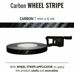 CARBON FIBRE FIBER WHEEL RIM TAPE AND APPLICATOR 7mm x 6mt REFLECTIVE VINYL SEL - Bild 1 von 3