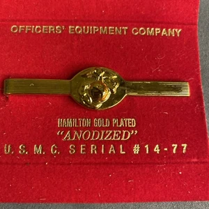 USMC Offiziersausrüstung eloxiert goldfarben Marine Uniform Krawattennadel Clip - Bild 1 von 3