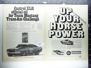 2) 1969 Mustang Mach 1 Cyclone Headers Castrol XLR motor oil Parnelli Jones ads - Picture 1 of 1