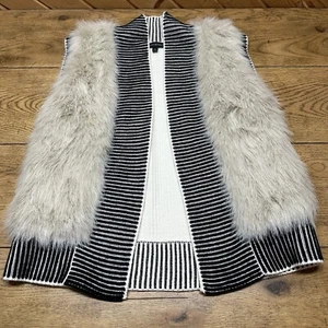 Banana Republic Wool Faux Fur Open Sweater Vest Trim Cottage Lagen | Women’s S - Picture 1 of 5