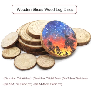 Wooden Slices Wood Log Discs 4CM - 15CM Round Wedding Crafts Coasters Paintable - Picture 1 of 6
