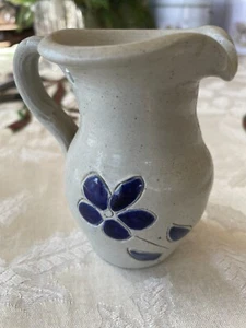 Vintage Williamsburg PA Mini Pottery Pitcher Creamer Hand painted  blue flowe - Picture 1 of 4