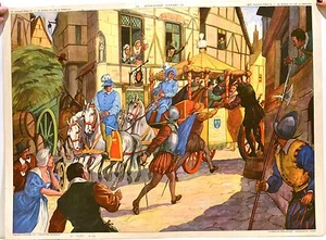 Stampa antica grande ENRICO IV pugnalato a morte Francia 1950 Large old print - Picture 1 of 1