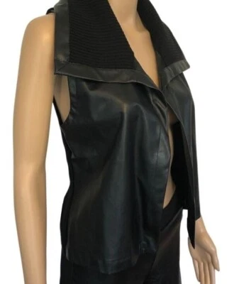 Suéter de couro sintético AUGUST SILK preto frontal aberto tamanho M novo com etiquetas $68 - Imagem 1 de 4