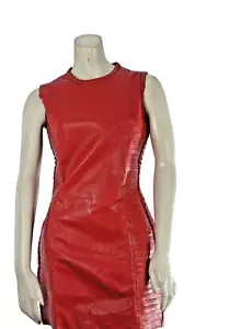 Red Leather Sleeveless Slim Mini Dress Size S - Picture 1 of 6