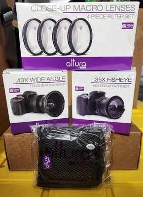 JUEGO DE LENTES Altura Photo 58 mm lente HD gran angular .43X, ojo de pez .35X, 4 macro, estuche Foto 1 de 4
