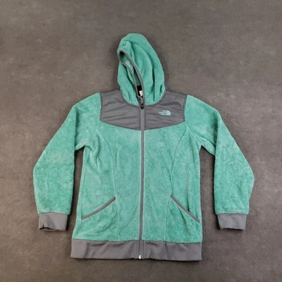 Chaqueta North Face Niñas Jóvenes XL Verde Gris Vellón Cremallera Completa Exterior Sherpa Foto 1 de 4