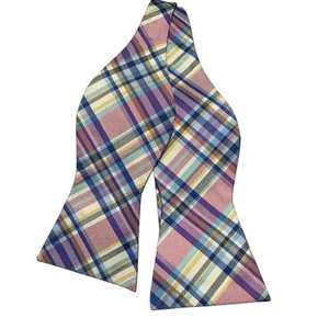 Tommy Hilfiger Fliege Seide rosa blau elfenbein kariert pastell verstellbar - Bild 1 von 7
