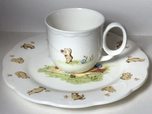 Noritake OSO OCUPADO Fino Hueso China Niño Taza y Plato 1984 Vintage Set Lote de 2 - Imagen 1 de 15