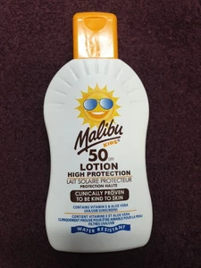 (D) Malibu SPF 50 Kids Sun Lotion, High Protection Sun Cream, 200ml, New - Picture 1 of 2