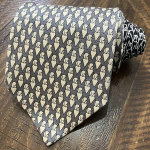 Vintage Gianni Versace 100% Silk Logo Tie Grey White Black Diamond 57” x 3.75” - Picture 1 of 10