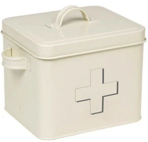 FIRST AID BOX STORAGE MEDICAL KIT TIN LID CONTAINER NEW MEDICINE CABINET RETRO - Picture 1 of 1