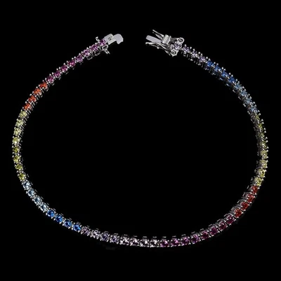 925 Sterling Silver Bracelet Round Simulated Cz Gemstone Jewelry 7.5inches - Image 1 of 4
