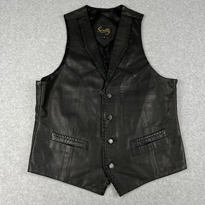 Chaleco de cuero Scully chaleco a presión occidental mediano para hombre negro vaquero de rodeo Foto 1 de 4