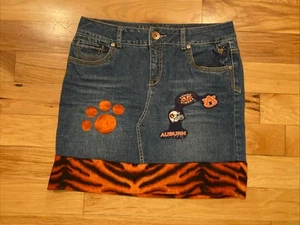 Auburn Tigers Youth Girls Justice Blue Denim Jean Skirt Tag 16 Act Size 29 x 17 - Picture 1 of 12