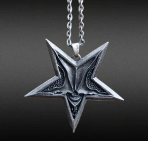 Inverted Pentagram Pendant Necklace Baphomet Satanic Demonic Goat Devil Occult - Picture 1 of 5