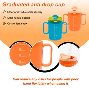 2Pcs Sippy Cup with Straw Elderly Spill Proof Cup with Handle 300ML bexyB - Picture 1 of 11