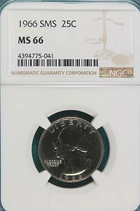 1966  NGC SMS MS 66 WASHINGTON QUARTER!!!!! #A5845 - Picture 1 of 2