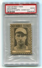 1936 Detroit Times Sports Stamps Jack Burns PSA 2 St. Louis Browns baseball card