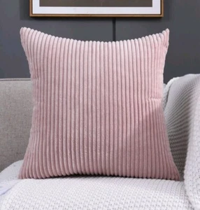 2 x Stripe Pink Soft Faux Fur Cushion Covers Throw Decorative 18"x18" Cushions - Picture 1 of 5